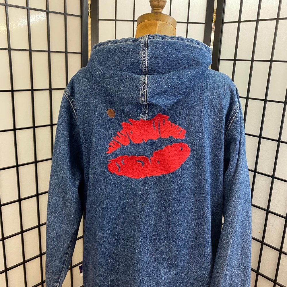Vintage Embroidered Denim Hooded Jacket - Wally's Picks
